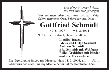 Traueranzeige von Gottfried Schmidt von Der Bote